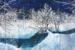 Snow at the Krumme Lanke, 2010, 2x4.5m, oil and tempera on nettle