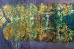 Sunset at the Krumme Lanke, 2010, 2x4.5m, oil and tempera on nettle