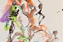 Studie - Dancing Plague, 2008, 39,7x29,5cm, Bleistift, Tusche und Aquarell auf Papier