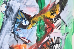 Gesicht - Tor zur Seele, 2005, 35,3x24,8cm, Bleischtift, Pastell, Tusche, Acrylfarbe und Aquarell auf Papier