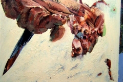 The Foot of Lightness, 2006, 100x145cm, oil and tempera on nettle