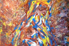 Liberation of karma, music: Park Byeong Cheon - Salpuri, 2021, 160x120cm, oil and tempera on canvas