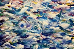 Sea of Light - Blue, music: Chamin, 2021, 160x120cm, oil and tempera on canvas