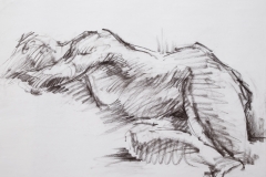 Licht-Zeichnung - Körper 8, 65x45cm, Kohle auf Papier